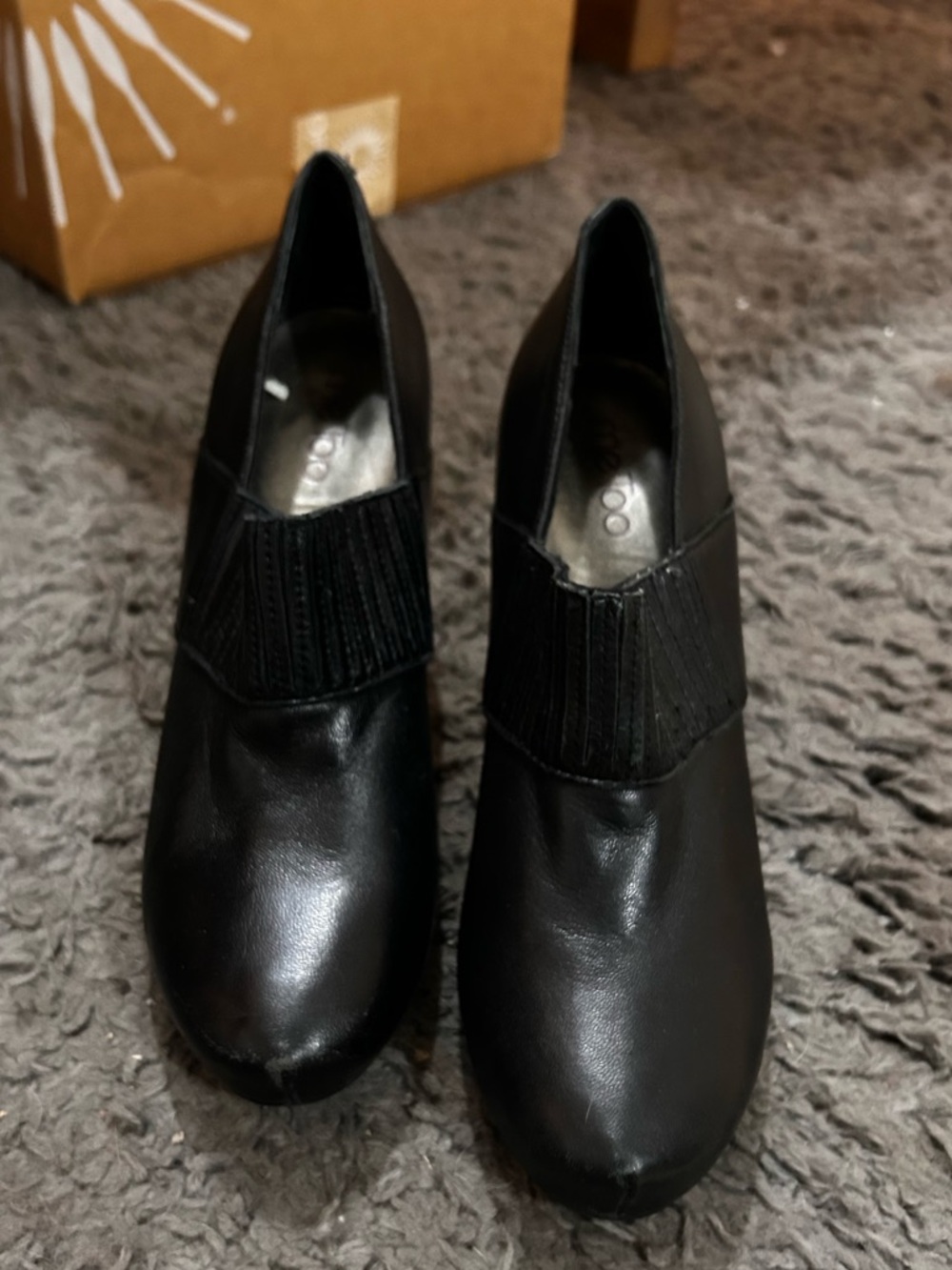 me too Black Heeled Ankle Booties with Elastic Detail